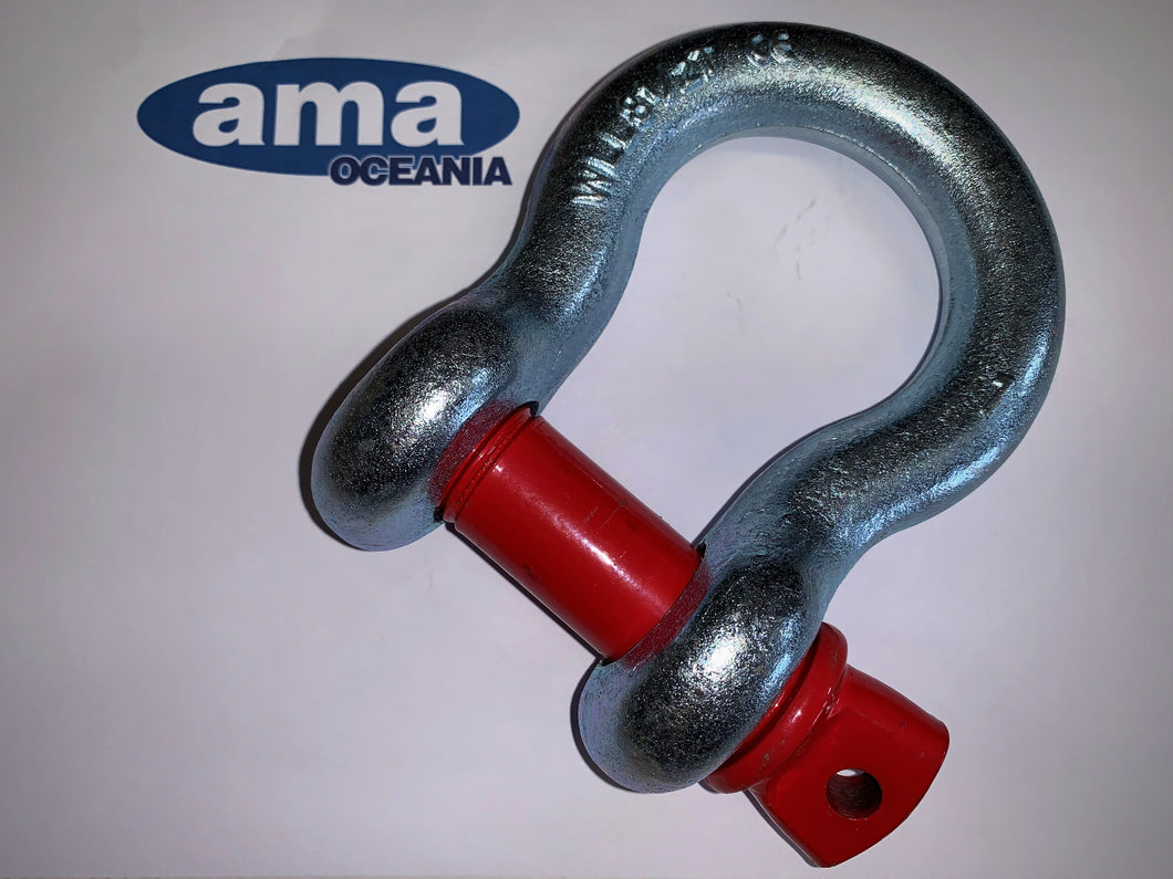 NEW - 2 x RATED BOW SHACKLES 11 MM PIN 1 TON LOAD LIMIT (TRAILER TRACTORS)