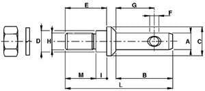 NEW - 2 X IMPLEMENT MOUNTING PIN ø 28 X M27 X 28-  TRACTOR 3 POINT LINKAGE MACHIENRY IMPLEMENT